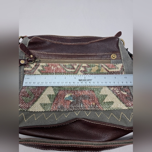 Myra Lugini Shoulder Bag Rixh Canvas & Leather Trim Adj. Strap Rustic Cowgirl - Picture 11 of 15